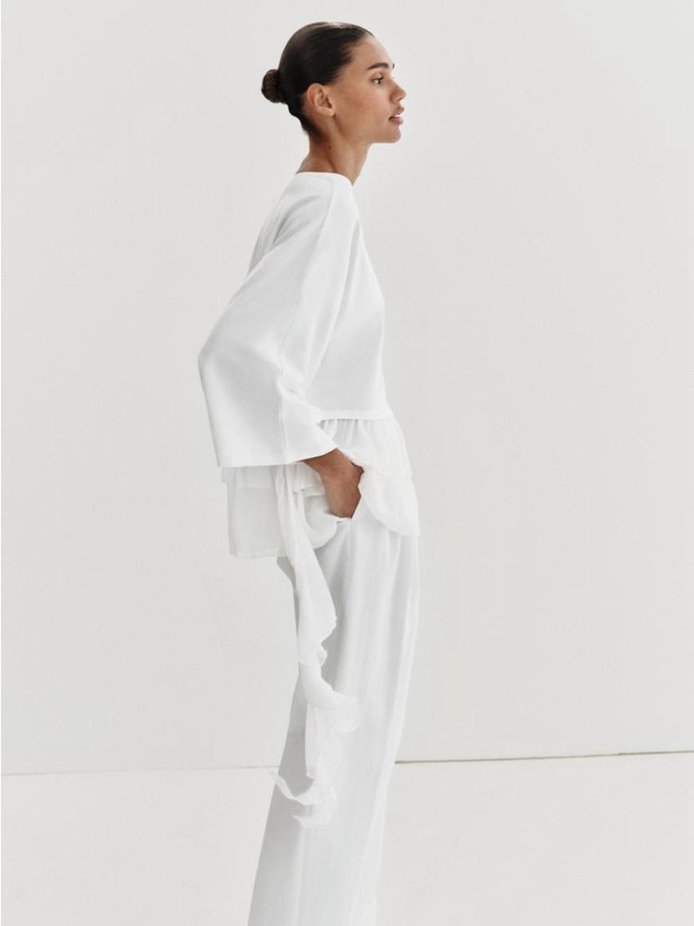 ZARA COMBINATION RUFFLE TOP - Picture 5 of 10